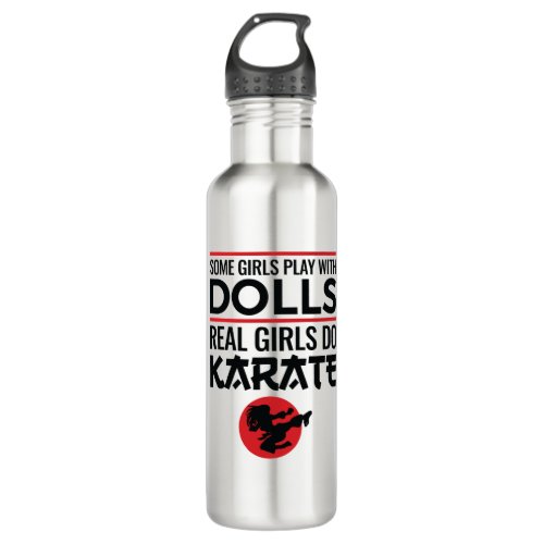 Real Girls Do Karate Cute Women Martial Arts Stainless Steel Water Bottle