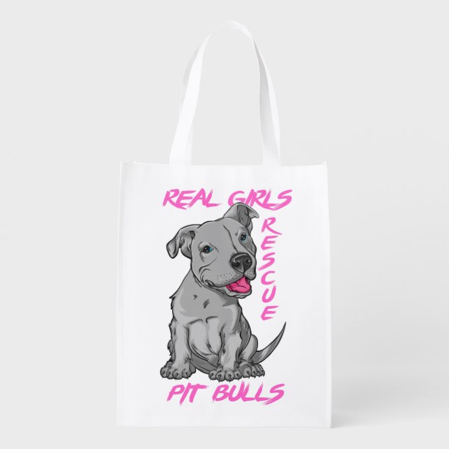 Real Girls Rescue Pit Bulls Grocery Bag (Back)