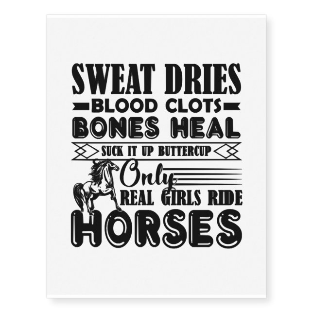 Real Girls Ride Horses Temporary Tattoos (Front)