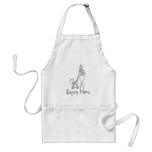 Real Gold and Platinum Effect Outline Super mom Adult Apron