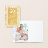 Gold Glitter And Foil 50th Birthday Thank You Card