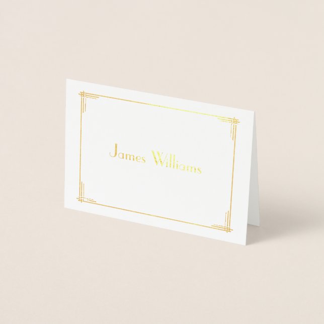 Real Gold Foil Art Deco Wedding Place Cards (Front)