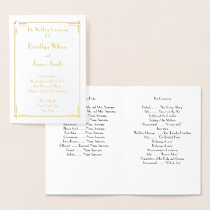 Real Gold Foil Art Deco Wedding Programs
