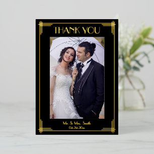 Real Gold Foil Art Deco Wedding Thank You Invitation