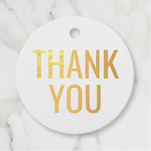 REAL GOLD FOIL Black Script Calligraphy Thank You Favor Tags