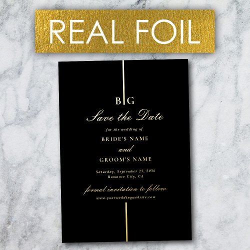 Real Gold Foil Black Wedding Save the Date Foil Invitation