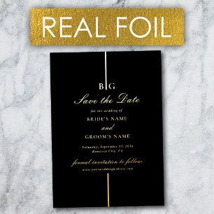 Real Gold Foil Black Wedding Save the Date Invitation