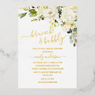 REAL GOLD FOIL Brunch And Bubbly Bridal Shower  Invitation