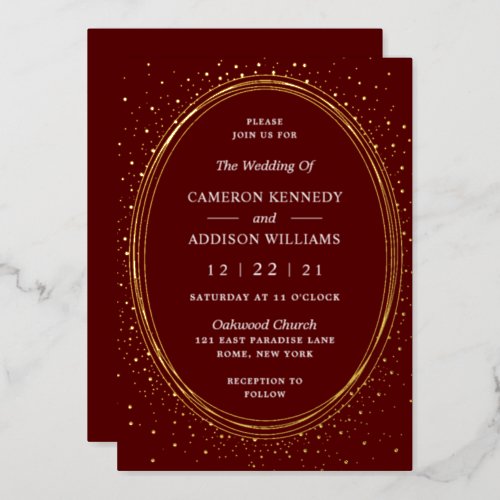 REAL Gold Foil Burgundy White Wedding Invitation F Foil Invitation