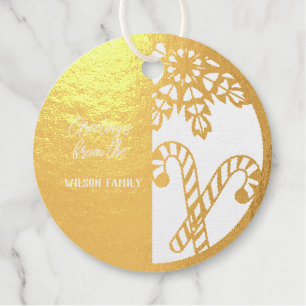 Real Gold Foil Candy Canes Favor Tags