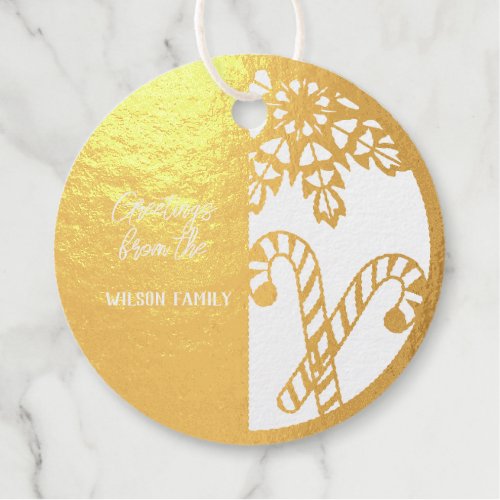 Real Gold Foil Candy Canes Foil Favor Tags