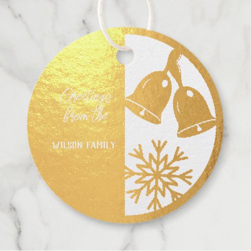 Real Gold Foil Christmas Bells Foil Favor Tags