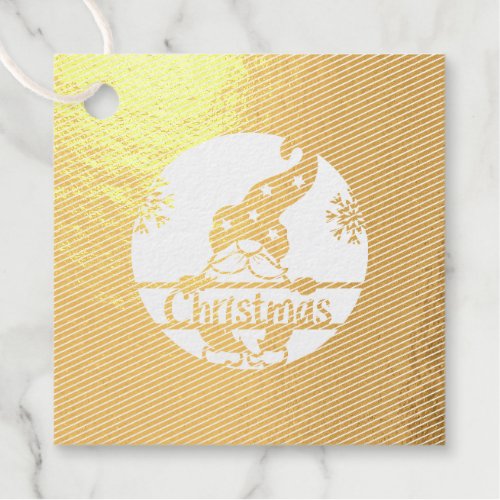 Real Gold Foil Christmas Gnome Foil Favor Tags