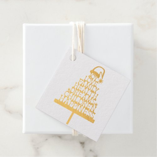 Real Gold Foil Christmas Tree Word Art Foil Favor Tags