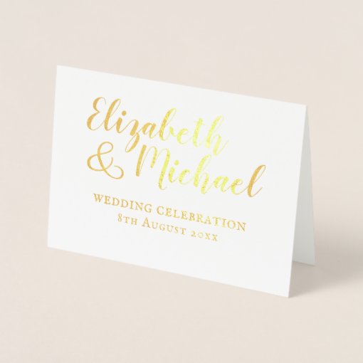 REAL GOLD FOIL classic white wedding invitations | Zazzle