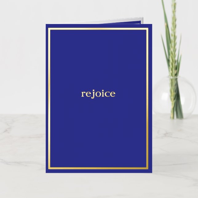 Real Gold Foil Custom Blue Folded Card (Front)