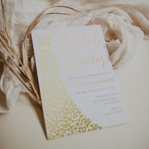 Real Gold Foil Dress Modern Bridal Shower Invitation