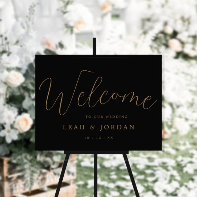 REAL Gold Foil Elegant Black Gold Wedding Welcome Foil Prints (Creator Uploaded)
