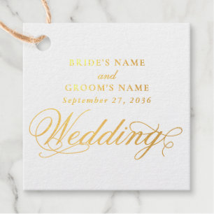 Real Gold Foil Elegant Classy Luxury White Wedding Foil Favor Tags