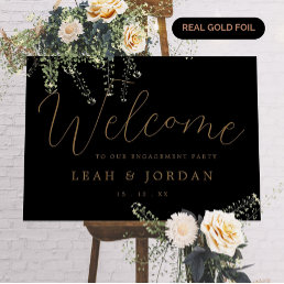 REAL Gold Foil Elegant Engagement Party Welcome Foil Prints