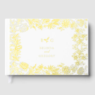 Real Gold Foil Elegant Floral Botanical Wedding Foil Guest Book