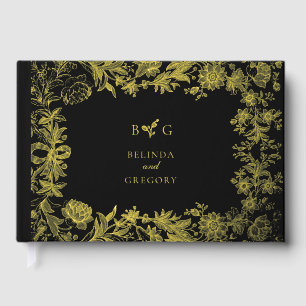 Real Gold Foil Elegant Floral Botanical Wedding Guest Book
