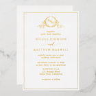 Real Gold Foil Elegant Monogram Wreath Wedding