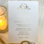 Real Gold Foil Elegant Wreath Monogram Wedding Foil Invitation