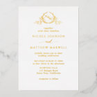 Real Gold Foil Elegant Wreath Monogram Wedding