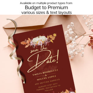 Real GOLD FOIL Fall Pumpkin Save Date Wedding Foil Invitation