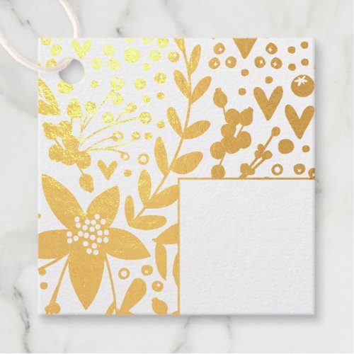 Real Gold Foil Festive Flowers Foil Favor Tags