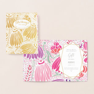 Real Gold Foil Floral Baby Shower Blessings Foil Card