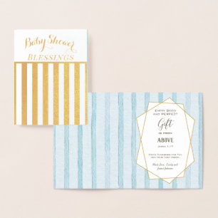 Real Gold Foil Floral Baby Shower Blessings Foil Card