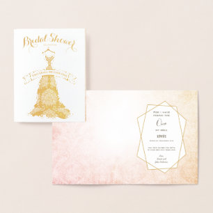 Real Gold Foil Floral Bridal Shower Congratulation Foil Card
