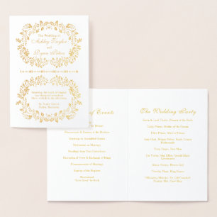 Real Gold Foil Floral Wedding Program