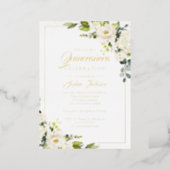 REAL GOLD FOIL Gold Floral Quinceanera Foil Invitation (Standing Front)