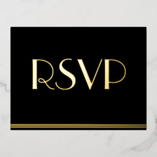 Real Gold Foil Great Gatsby Wedding RSVP Postcards