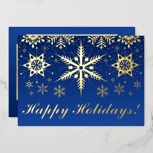 REAL Gold Foil Happy Holidays with Snowflakes Foil Foil Holiday Card