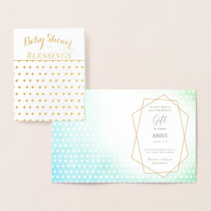 Real Gold Foil Hearts Baby Shower Blessings Card