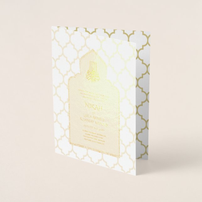REAL Gold Foil Islamic Wedding Invitation NIKAH (Front)