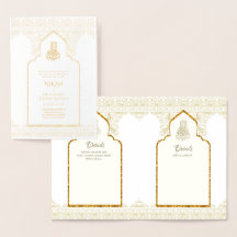REAL Gold Foil Islamic Wedding Invitation NIKAH