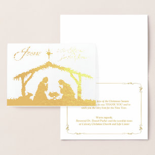 REAL Gold Foil Jesus is the Reason Nativity Card