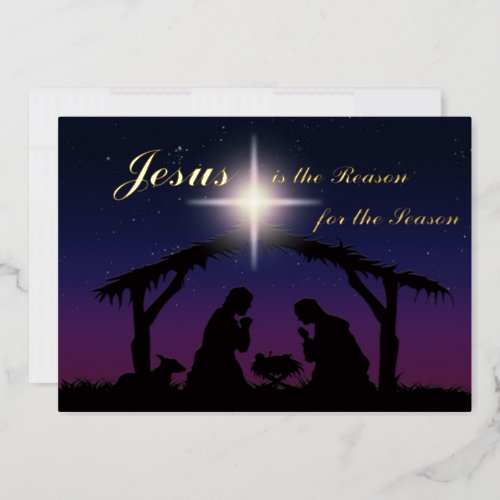 REAL Gold Foil Jesus is the Reason Nativity Card