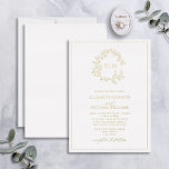 Real Gold Foil Leafy Crest Monogram Wedding Foil Invitation<br><div class="desc">Our bestselling modern monogram wedding invitation design gets a real gold foil upgrade! Professionally designed, each font and type style have been carefully chosen to create an elegant, modern look, for a timeless, trend-forward invitation you'll keep forever (and a day.) Specifically designed for a wedding the couple is hosting with...</div>