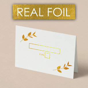 Real Gold Foil Leaves Monogram Wedding Place Card