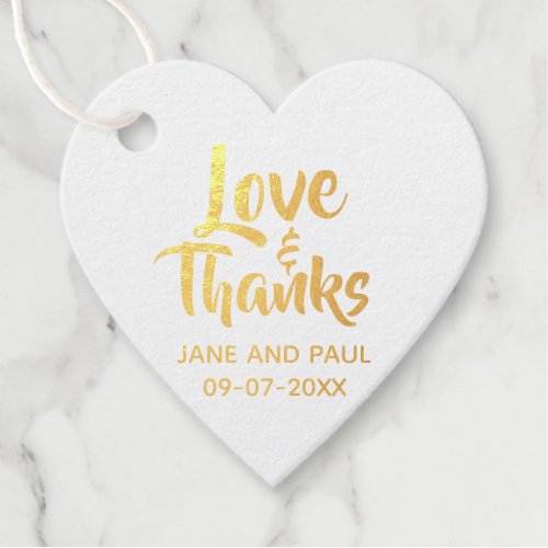 Real Gold Foil Love and Thanks Custom Foil Favor Tags