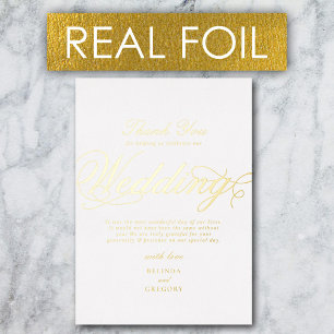 Real Gold Foil Luxury White Wedding Thank You Invitation