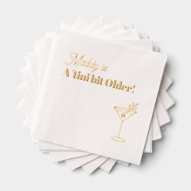 Real Gold Foil Martini 30th  Foil Napkins (Insitu (Stacked))