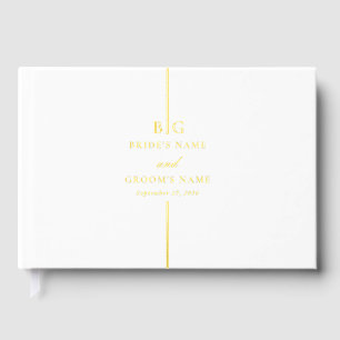 Real Gold Foil Minimalist Elegant Monogram Wedding Foil Guest Book