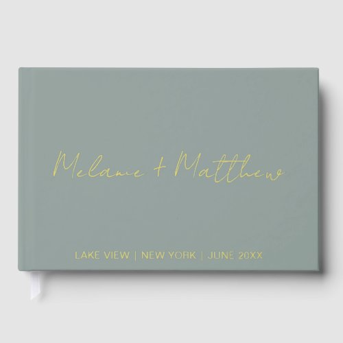 Real Gold Foil Modern Handwriting Script Guestbook